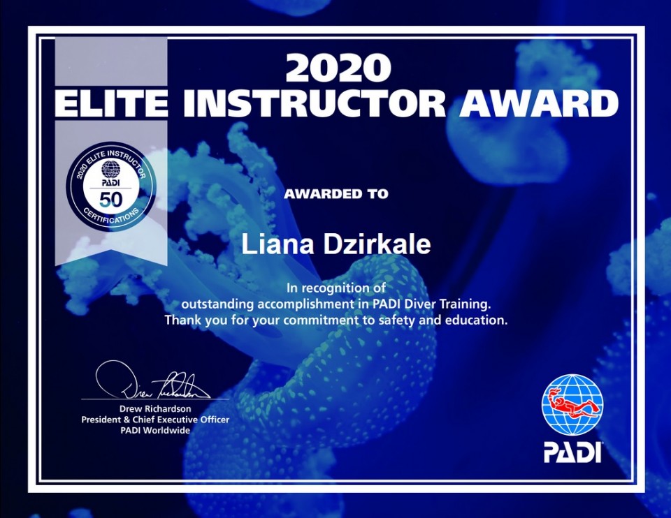PADI Elite Instructor - Liana Dzirkale